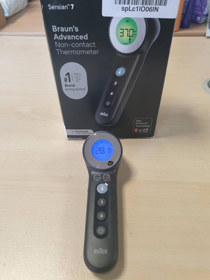 321070 - BRAUN Termometër ballit pa kontakt Sensian 7, Teknologjia Age Precision, 3-në-1, ekran dixhital me kod ngjyrash, i përshtatshëm për foshnje dhe fëmijë, BNT400