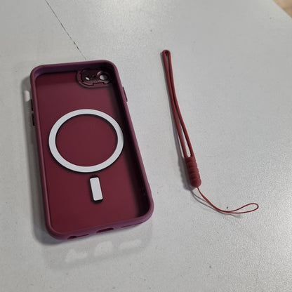 310463 - Mbrojtëse kompatibile me MagSafe për iPhone SE 2022 2020 (SE 2/3), mbulesë magnetike e hollë mat me prekje për kamerën për iPhone 8 7, kundër zverdhjes, jo-rrëshqitëse, rezistente ndaj gërvishtjeve, rezistente ndaj goditjeve, e kuqe e errët