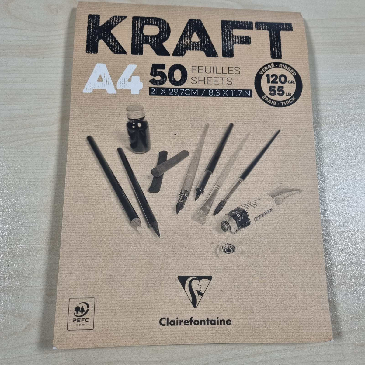 310670 - CLAIREFONTaine 975815C Ngjitës Kraft Laid kafe, 50 fletë, A4, 120 gsm