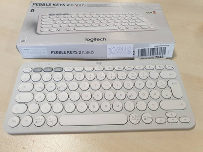 309918 - Logitech Pebble Keys 2 K380s, Tastierë Bluetooth pa tel, e hollë dhe portative, me ndërrim të lehtë, Windows, macOS, iPadOS, Android, ChromeOS, QWERTZ gjermane, e bardhë