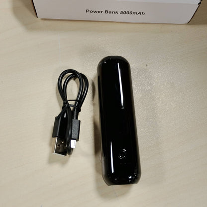 296170 - MINI POWER BANK 5000mAh, Bateri e jashtme kompakte 5000mAh me dalje 2.4A, Karikues portativ për telefon celular, Ngjyrë: e zezë