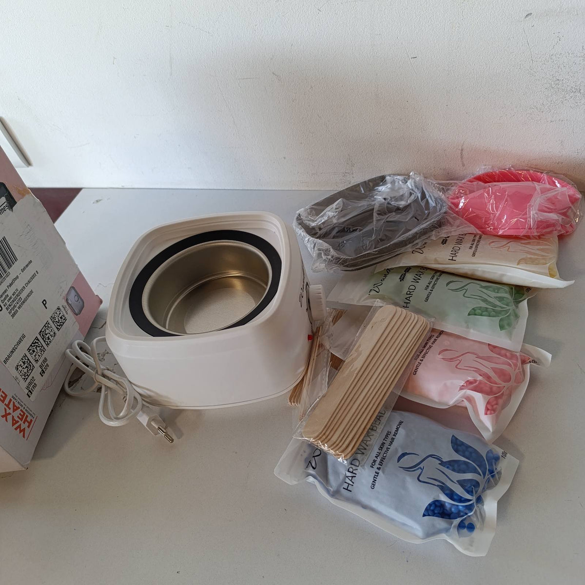 302289 - WANDOFOL Set Depilimi me Dyll, 4 Rruaza Depilimi 100g, Tas Silikoni, Spatula Druri, Ngrohës Dylli