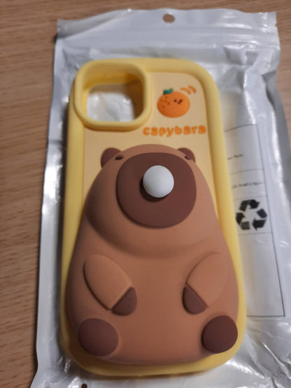 310568 - QoKcoahn Mbrojtëse për iPhone 13, Mbrojtëse 3D Kawaii me Capybara, Mbrojtëse me varëse çelësash, Mbrojtëse e butë me xhel silikoni