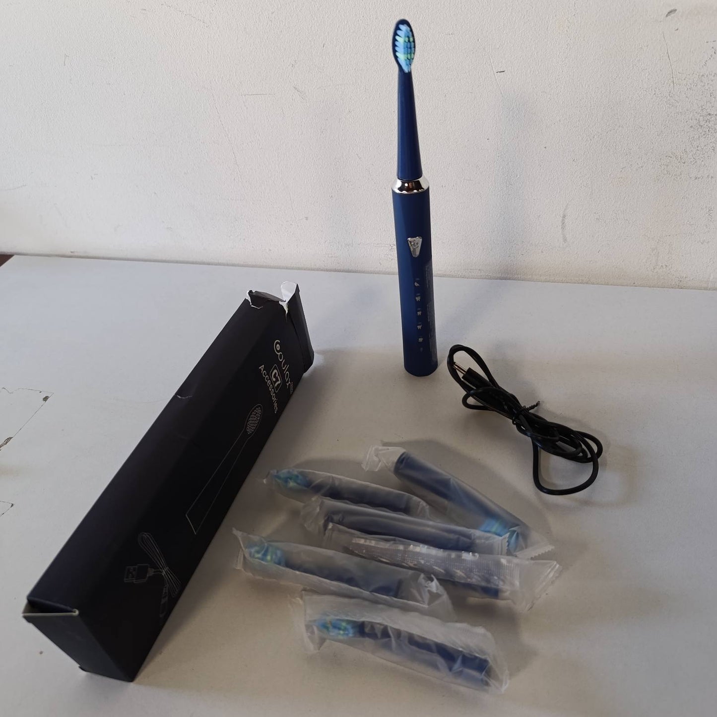321450 - Furça dhëmbësh Sonic Electric për të rritur dhe fëmijë - 6 koka furçe, 5 mënyra, një karikim për 120 ditë përdorim, Blu minerale