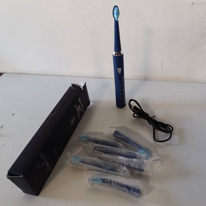 321450 - Furça dhëmbësh Sonic Electric për të rritur dhe fëmijë - 6 koka furçe, 5 mënyra, një karikim për 120 ditë përdorim, Blu minerale