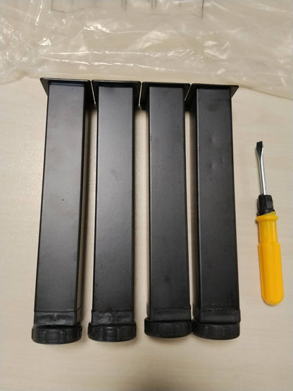 322706 - QWORK® Set me 4 këmbë të rregullueshme 20-22 cm për bazat e shtretërve - Çelik i fortë - Vida të përfshira
