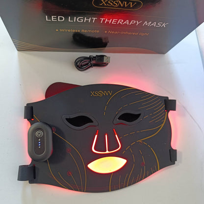 274892 - XSSNVV Maskë për fytyrën LED, 4 mënyra, pa tel, LED i kuq/blu, rikarikueshme