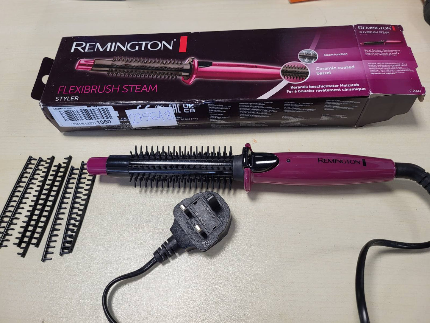 275618 - REMINGTON Stilizues flokësh me avull Flexibrush, për flokë të shkurtër ose të gjatë, Funksion avulli, Veshje qeramike, Ngrohje 60 sekondash