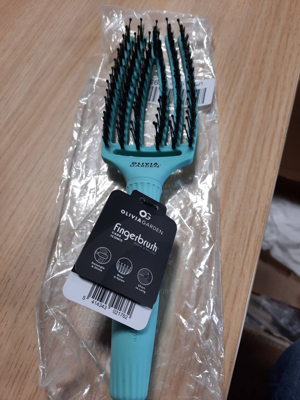 275565 - OLIVIA GARDEN Furçë për Fingerbrush Iconic - Mesatare - Mente - Furçë për Zbërthimin e Fingerbrushave me fije derri dhe najlon
