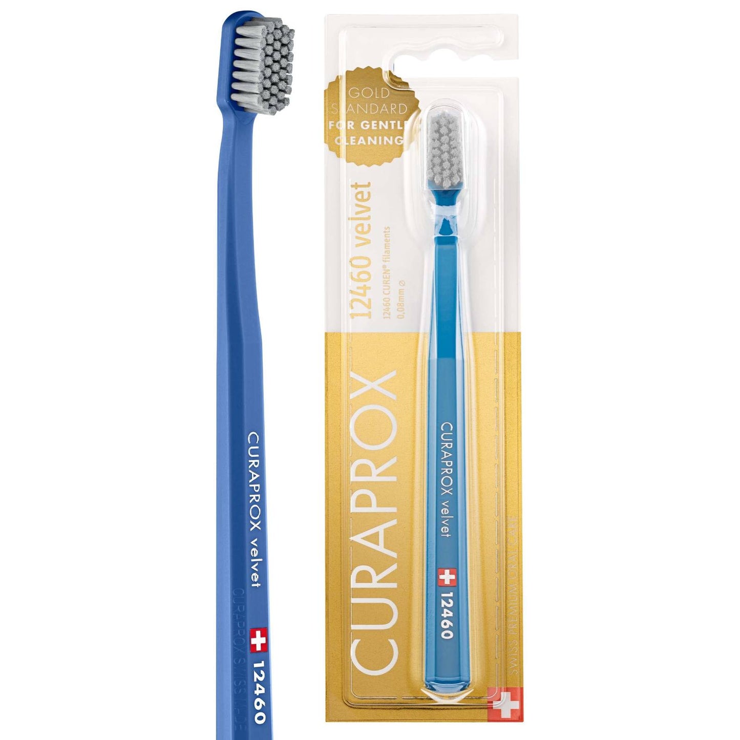 275411 - Curaprox CS 12460 Velvet Soft Toothbrush – Sensitive Gum Care, Blue, Grey
