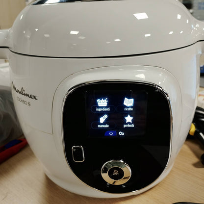 320788 - MOULINEX Tenxhere shumëfunksionale Cookeo Smart 6L, 80 receta të integruara, gatim pa mbikëqyrje, ekran intuitiv, udhëzues gatimi, aplikacioni MyMoulinex, 1600W, e bardhë, riparueshmëri 15-vjeçare CE854110
