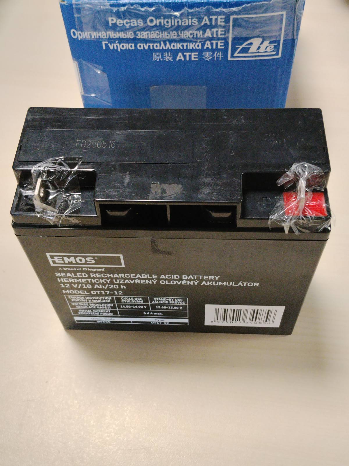 288590 - EMOS Bateri plumb-acid pa mirëmbajtje - 12V 18Ah - Bateri AGM - 181x77x167 mm