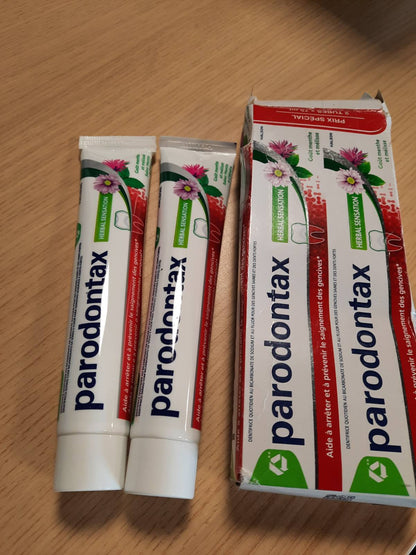 302379 - PARODONTAX Pastë dhëmbësh Herbal Sensation - 2 x 75 ml - Me aromë menteje dhe meli limoni