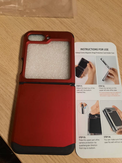 310145 - Mbrojtëse telefoni për Samsung Galaxy Z Flip 6 me mbrojtje nga menteshat, mbulesë mbrojtëse prej silikoni për PC ZFlip 6, mbrojtëse ushtarake nga rënia, rezistente ndaj goditjeve dhe gërvishtjeve për Samsung Z Flip6 (e kuqe)