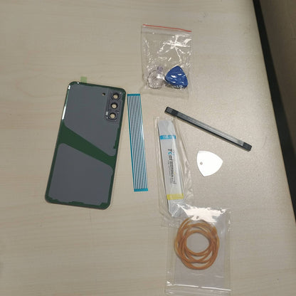 310300 - DOUBLE SURE Kit riparimi prej plastike për Samsung Galaxy S21 FE 5G SM-G990B, me lente qelqi për kamerën e pasme, ngjitës të prerë paraprakisht dhe kit mjetesh