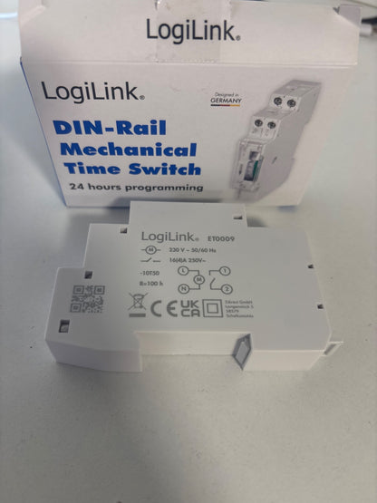 289028 - LOGILINK ET0009-DIN-RAIL - Kohëmatës mekanik për ndërrimin e lehtë të pajisjeve, me mbrojtje