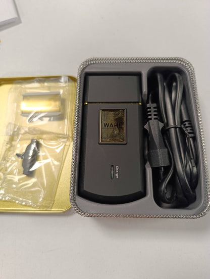 302173 - WAHL Rrojtore Travel Edition Gold - Rrojtore elektrike pa tel dhe e rikarikueshme për burra, për prerjen e flokëve dhe mjekrës, kompakte dhe e lëvizshme