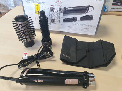 301692 - BABYLISS Furçë rrotulluese për tharëse flokësh AS200E, me 4 aksesorë të ndërrueshëm, funksion jonik, ngjyra e zezë