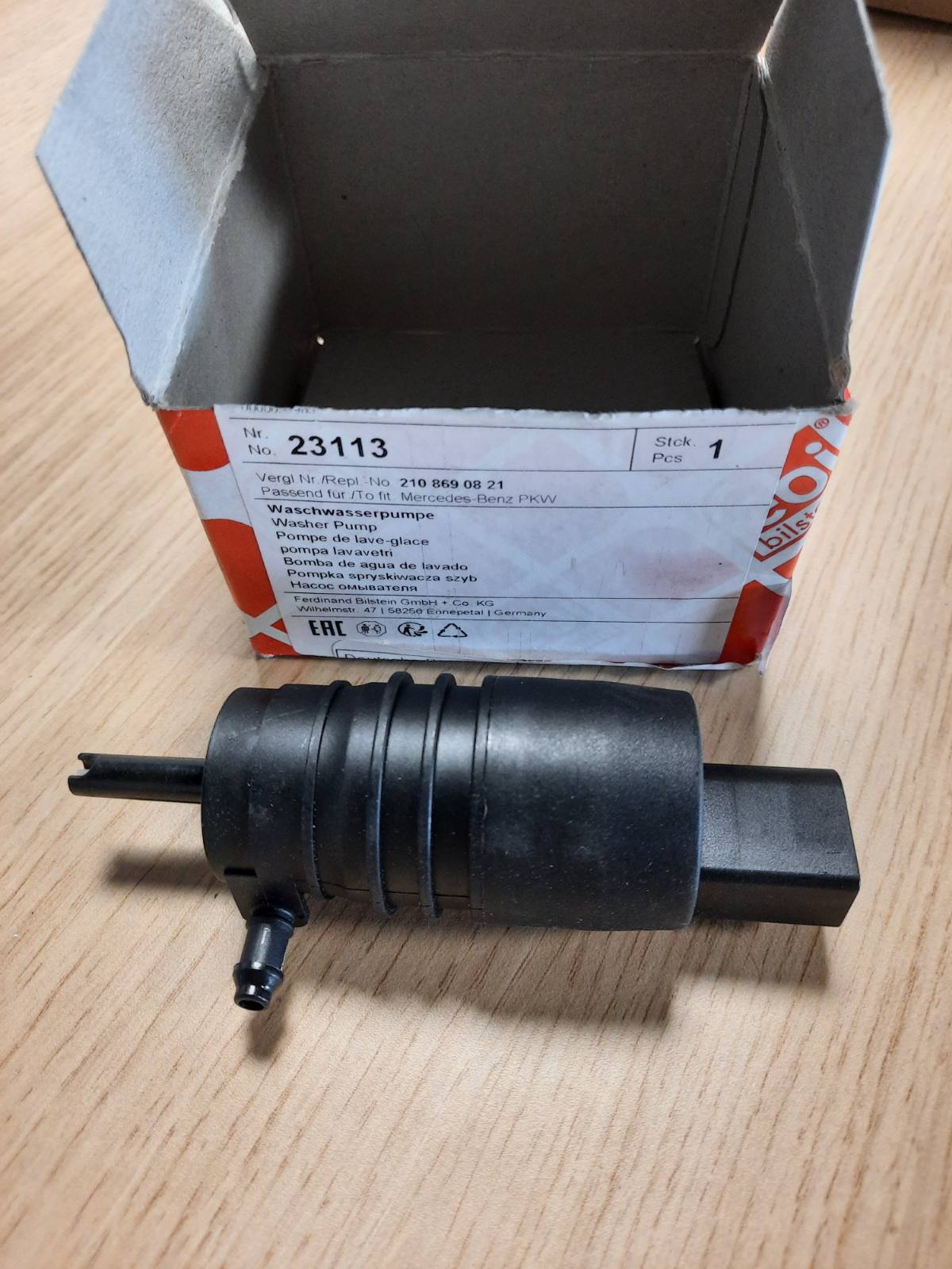 289239 - FEBI BILSTEIN 23113 POMPË LARËSE XHAMI PËR SISTEMET E LARJES SË XHAMIT TË PËRPARMË DHE TË DRITAVE TË PËRPARME, 1 NJËSI