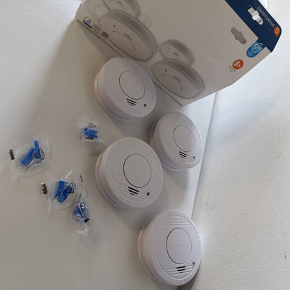 288917 - SMARTWARES Set me 4 detektorë tymi, sensor optik, jetëgjatësi 10-vjeçare, buton testimi, 85 dB, 10.100.41