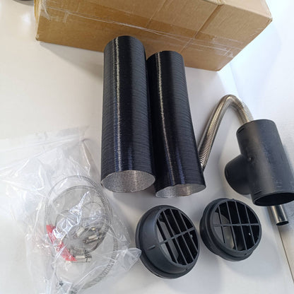 288987 - VEVOR Kit tubi për ngrohës nafte, kanal ajri 75 mm, tub shkarkimi çeliku inox 25 mm, 2 kanale ajri