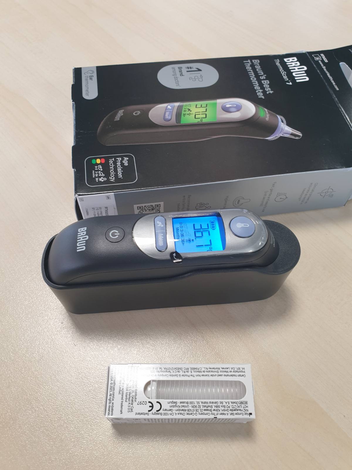 289616 - BRAUN THERMOSCAN 7 TERMOMETËR VESH, TEKNOLOGJIA E SAKTËSISË SË MOSHËS, EKRAN DIXHITAL ME KODIM NGJYRASH, I PËRSHTATSHËM PËR FOSHNJAT DHE FËMIJËT E VEGJËL