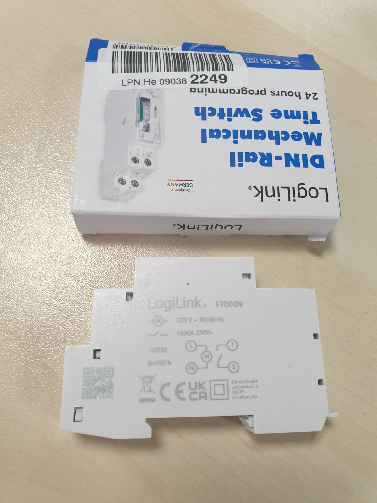 322551 - LOGILINK LogiLink ET0009 ET0009-DIN-RAIL - Kohëmatës mekanik për ndërrimin e pajisjeve, me mbrojtje