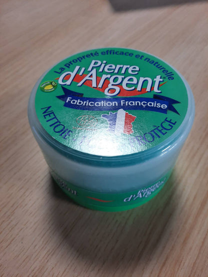 297675 - KUFI I GJELBËR - Gur i Argjendtë 200g, Aromë Limoni, Pastrues Shtëpiak Shumëpërdorimësh, Sfungjer Ergonomik, Prodhuar në Francë, I Certifikuar ECOCERT