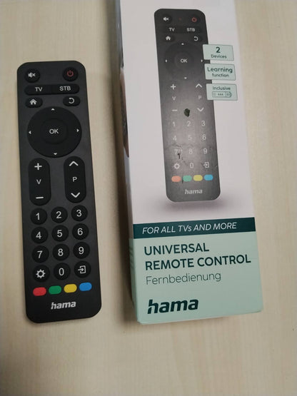 305489 - Hama Telekomandë Universale për TV, për 2 pajisje, butona të mëdhenj, e zezë