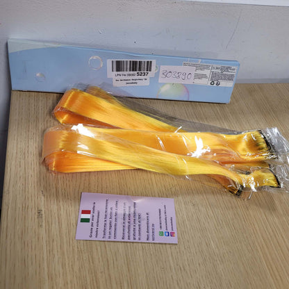 303890 - MANGO Zgjatje Flokësh e Verdha, 12 copë, 55 cm, Aksesor Flokësh Natyral për Vajza