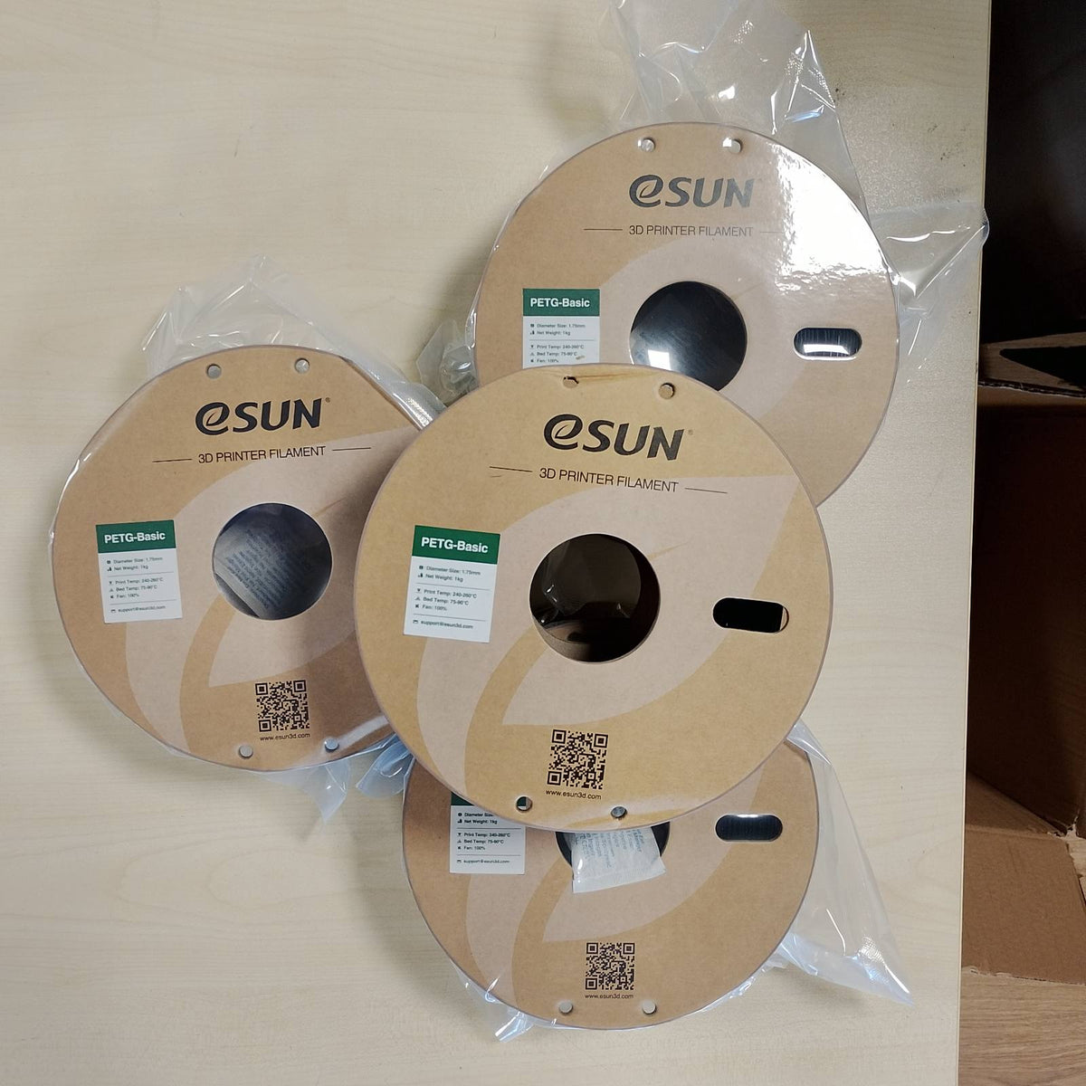 305266 - Filament PETG Bazik 1.75 mm me Rezistencë të Lartë eSUN, i Zi, 4KG