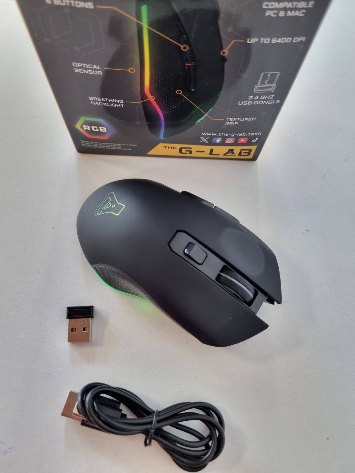 305545 - G-LAB Kult Helium WL - Souris Gamer pa Fil 6400 DPI RGB
