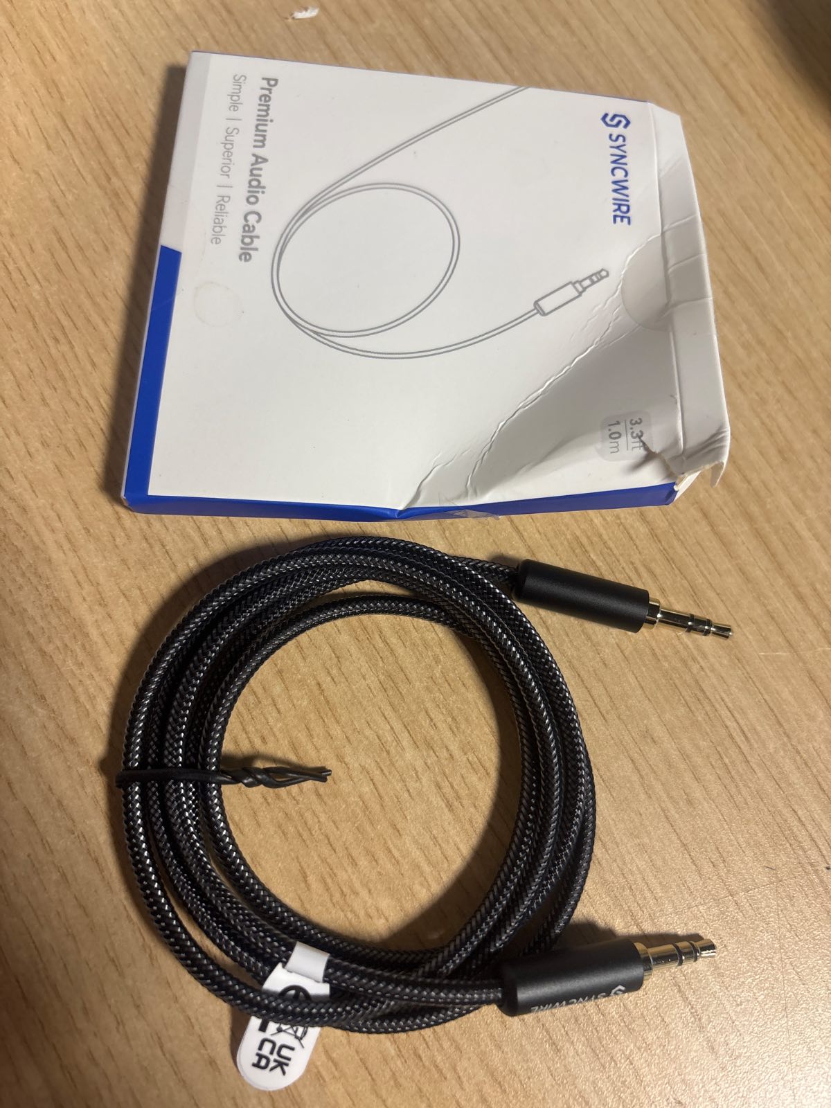 293553 - Kabllo audio AUX Syncwire 3.5 mm (3 m) – kabllo audio mashkull-mashkull me mbështjellje najloni.