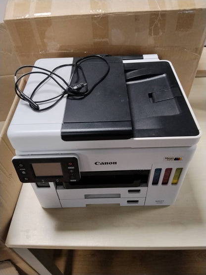 305000 - CANON Printer Shumëfunksional MAXIFY GX7050 MegaTank 4-në-1 (Bojë, Printim, Kopjim, Skanim, Faks, A4, WLAN, LAN, LCD 6.7 cm, Printim dhe Skanim Dupleks, 600 Fletë) i Bardhë