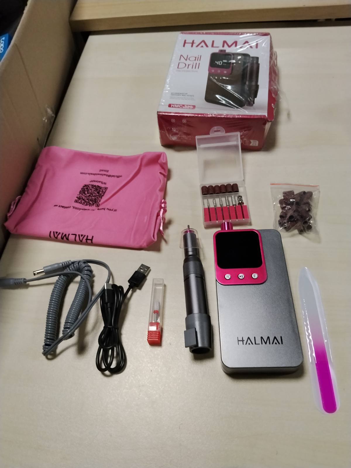 307401 - HALMAI Stërvitëse elektrike profesionale për thonj, limë portative për thonj me xhel akrilik, 40000RPM, makinë thonjsh HMC320, gri e errët