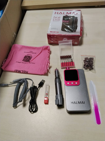 307401 - HALMAI Stërvitëse elektrike profesionale për thonj, limë portative për thonj me xhel akrilik, 40000RPM, makinë thonjsh HMC320, gri e errët