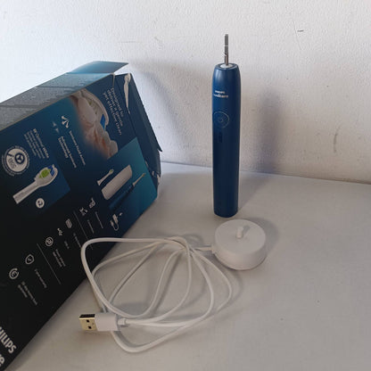 320985 - PHILIPS Sonicare Series 3100 – Furçë dhëmbësh Sonic me sensor presioni, 3 nivele intensiteti, EasyStart, SmartTimer, kohëzgjatje funksionimi 14-ditore, çantë udhëtimi, blu e errët, HX4034/24
