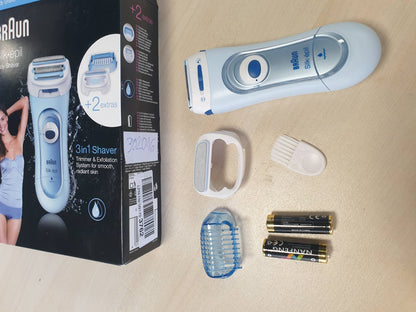 302016 - BRAUN Ladyshaver Silk-épil, Makinë rroje elektrike për femra, LS5160, Blu