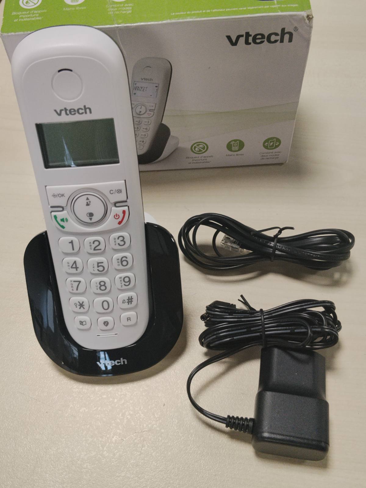 310119 - VTECH Telefon pa tel DECT CS1500, Karikim dyfishtë, Bllokim thirrjesh, Identifikim thirrësi, Altoparlant pa duar, Ekran me ndriçim nga prapa