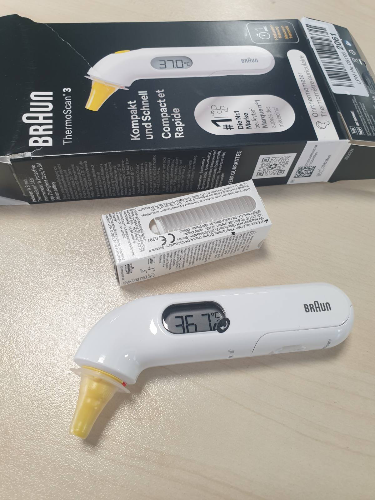 289928 - BRAUN Termometër Veshi ThermoScan 3 IRT3030 | Matje e shpejtë 1-sekondëshe | Ekran dixhital | I përshtatshëm për foshnje dhe fëmijë të vegjël