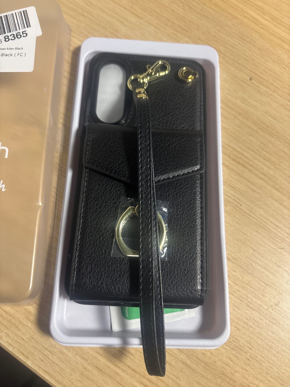 319166 - Këllëf portofol Asuwish për Samsung Galaxy 56A LTE, me mbrojtëse ekrani prej xhami të temperuar, bllokim RFID, mbajtëse unaze dhe mbajtëse për karta, prej lëkure, ngjyrë e zeze..