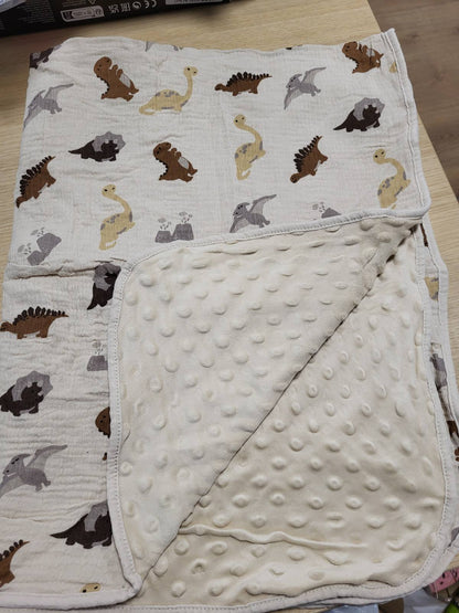 321810 - Batanije Susurration për Foshnje prej Pambuku, për të Porsalindurit, Dyshek i Butë Zvarritjeje 75x100 cm, Minky për Përqafime për Fëmijë (Dinosaur)