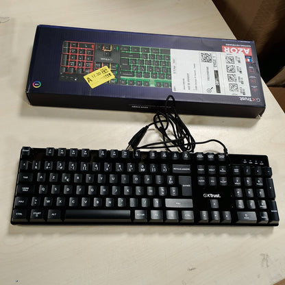 305430 - GXTRUST Tastierë Lojërash me Tel Azor, Paraqitje Franceze AZERTY, Ndriçim Prapa LED, E Zezë