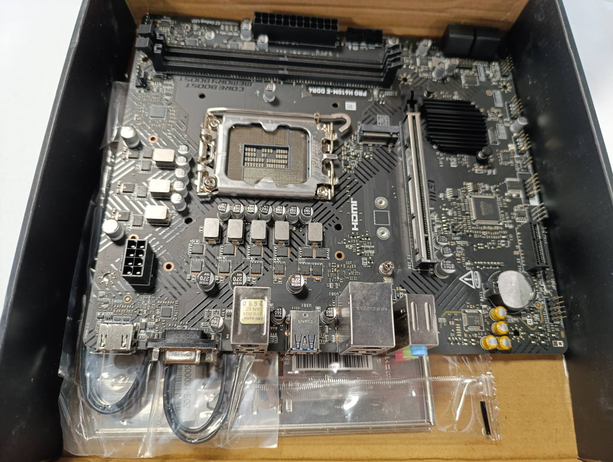 309677 - MSI PRO H610M-E DDR4 PLLAKË AMË, MICRO-ATX - PËR PROCESORË INTEL TË GJENERATËS SË 14-TË, 13-TË DHE 12-TË, LGA 1700 - DDR4 MEMORY BOOST 3200MHZ/MAX, PCIE 4.0 X16, M.2 GEN3