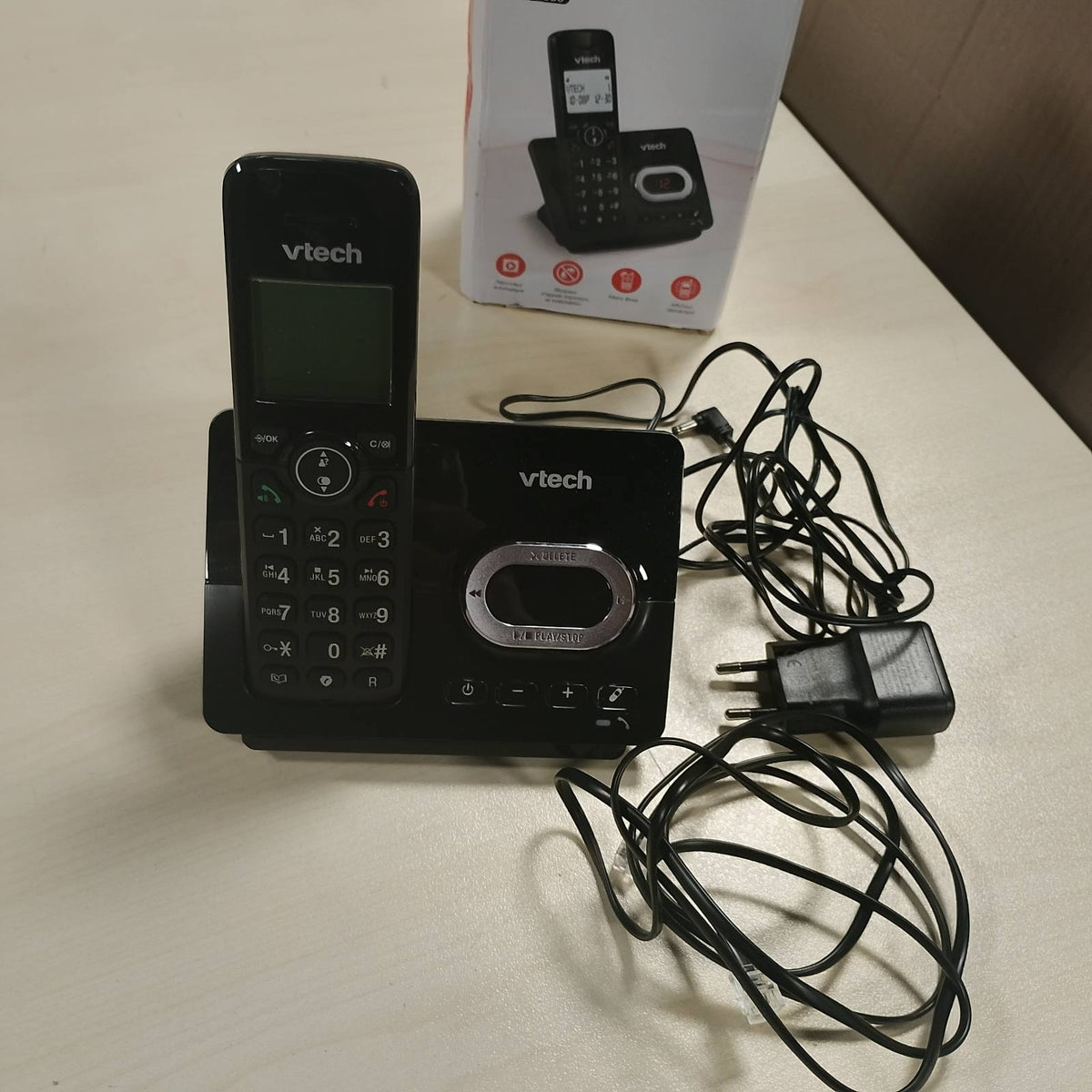 309967 - VTECH Telefon pa tel CS2050, Sekretari telefonike, Modaliteti Eco+, Telefon për të moshuar, Bllokim thirrjesh, Funksion pa duar, Butona të mëdhenj, Ekran 1 rresht, Ngjyrë e zezë