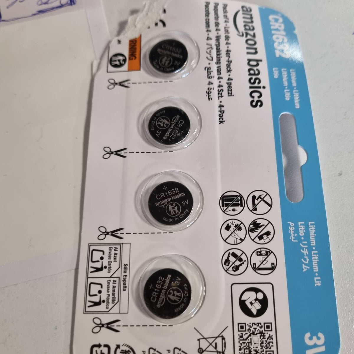 310635 - AMAZON BASICS - Pako me 4 bateri litiumi CR1632 me jetëgjatësi të gjatë, 3 volt, pa merkur