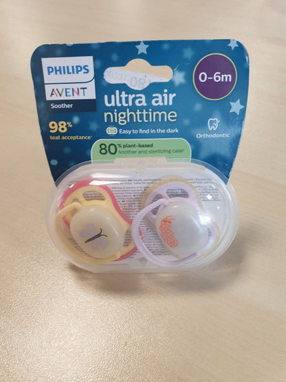 290470 - PHILIPS AVENT Thithëse Ultra Air - Ortodontike për foshnje 0-6 muaj - Silikon i butë - Pa BPA - Pako me 2 copë - SCF376/25