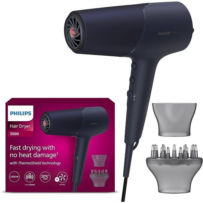 295527 - Tharëse flokësh Philips Seria 5000, me teknologji ThermoShield, teknologji jonike, me grykë për stilim dhe difuzor për flokët, 2300 W, Modeli BHD510/03.