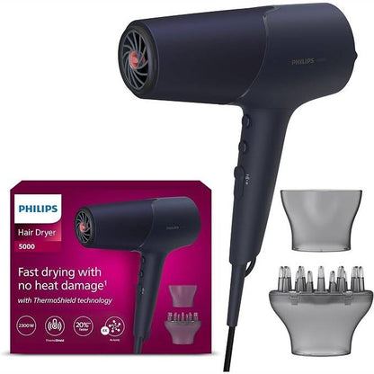 295527 - Tharëse flokësh Philips Seria 5000, me teknologji ThermoShield, teknologji jonike, me grykë për stilim dhe difuzor për flokët, 2300 W, Modeli BHD510/03.