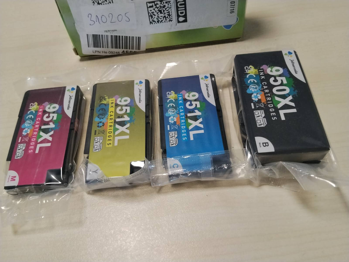 310205 - JETTRUEMEDIA Fishekë boje 950XL 951XL për HP 950 951 XL, pajtueshëm me HP Officejet Pro 8100 8610 8600 8615 8620 8600 8630 8640 8660 8625 251dw 271dw 276dw (E zezë cian magenta e verdhë - pako me 4 ngjyra)